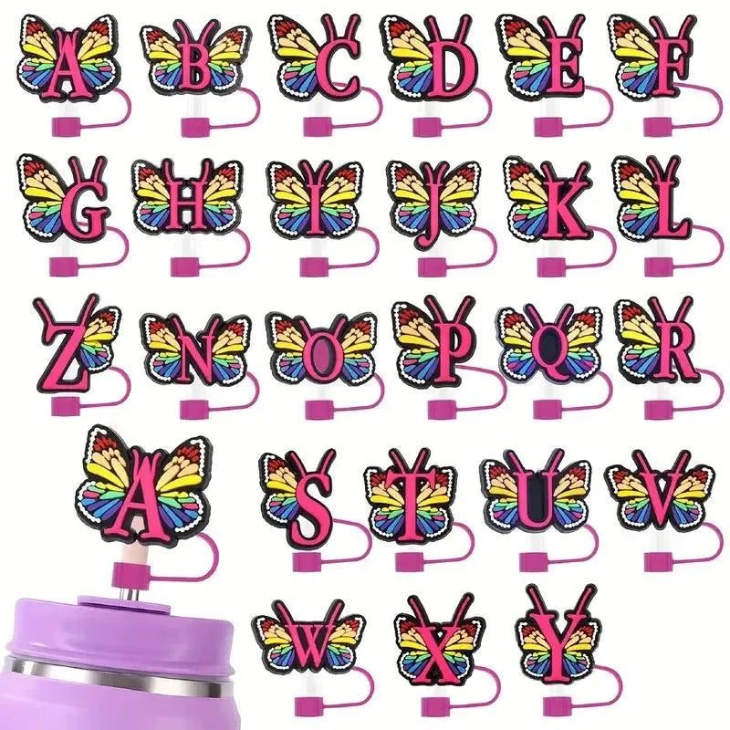 Butterfly Style Letters Silicone Straw Tip Covers For Stanley Cup - Bear Hugs