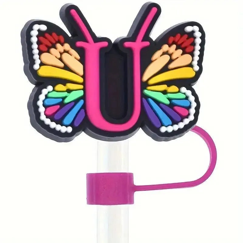 Butterfly Style Letters Silicone Straw Tip Covers For Stanley Cup - Bear Hugs