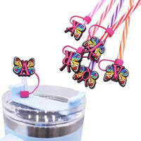 Butterfly Style Letters Silicone Straw Tip Covers For Stanley Cup - Bear Hugs