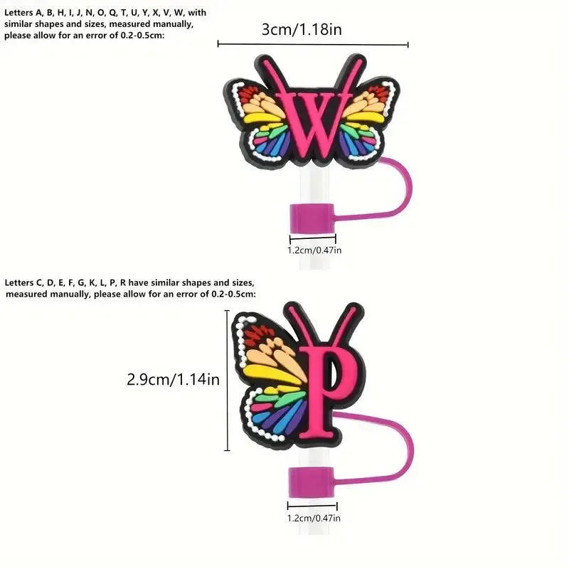 Butterfly Style Letters Silicone Straw Tip Covers For Stanley Cup - Bear Hugs