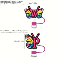 Butterfly Style Letters Silicone Straw Tip Covers For Stanley Cup - Bear Hugs