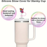 Butterfly Style Letters Silicone Straw Tip Covers For Stanley Cup - Bear Hugs