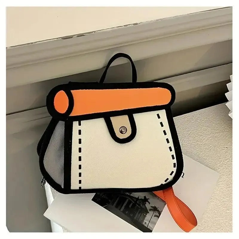 Cute 2D Cartoon Graphic Messenger Bag - Bear Hugs