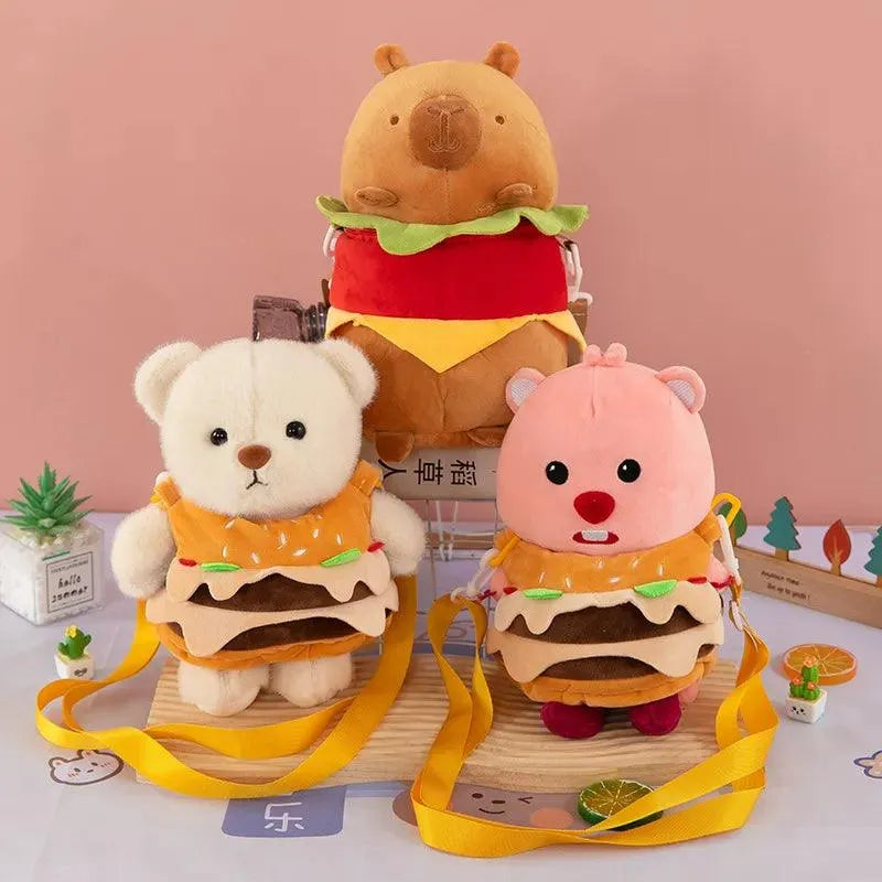 Cute Bear Hamburger Plush Bag (25 cm) - Bear Hugs