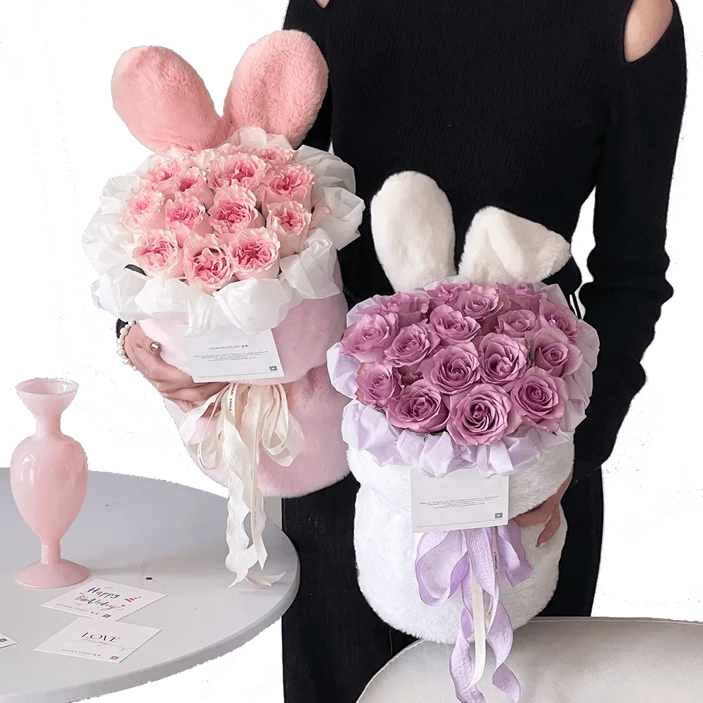 Cute Bunny Ears Plush Bouquet - Bear Hugs