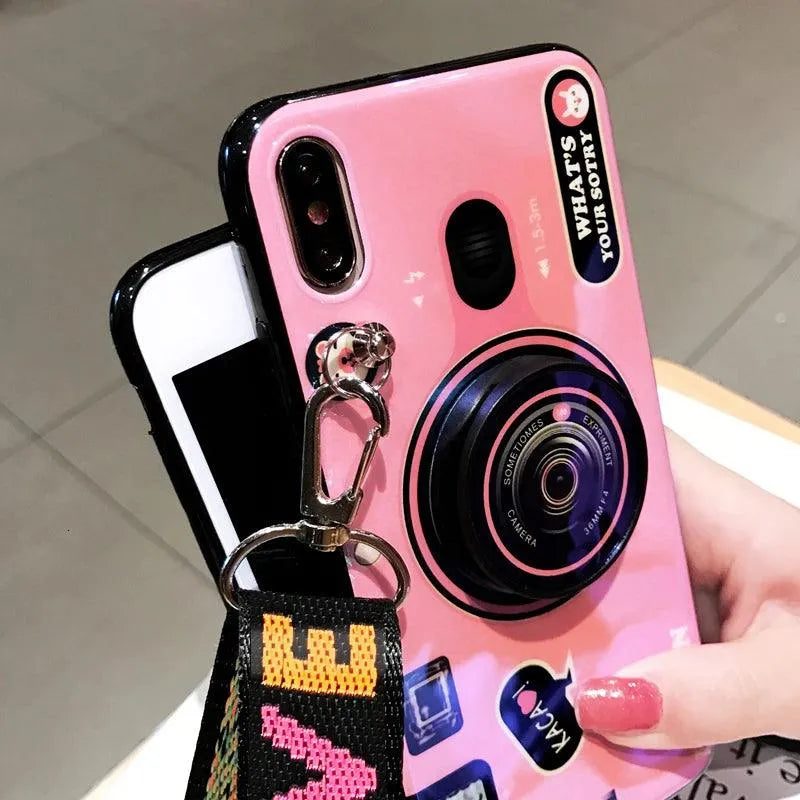 Cute Camera Strap Phone Case (For Samsung) - Bear Hugs