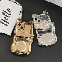 Cute Electroplated Cat Shaped Phone Case (For iPhones) - Bear Hugs