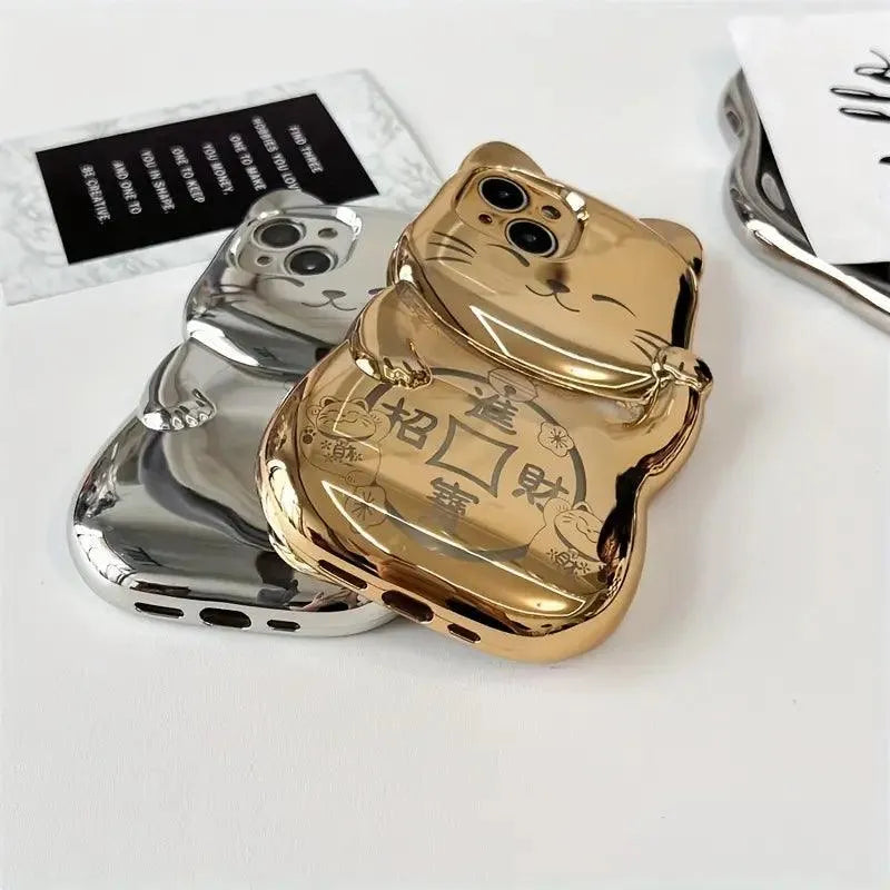 Cute Electroplated Cat Shaped Phone Case (For iPhones) - Bear Hugs