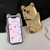 Cute Electroplated Cat Shaped Phone Case (For iPhones) - Bear Hugs