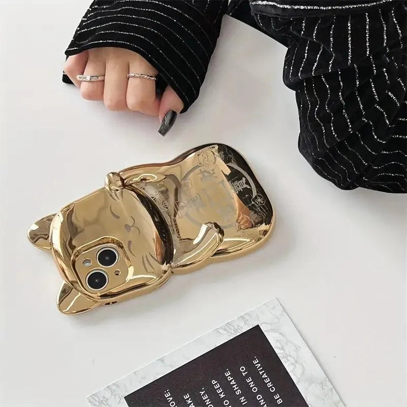 Cute Electroplated Cat Shaped Phone Case (For iPhones) - Bear Hugs