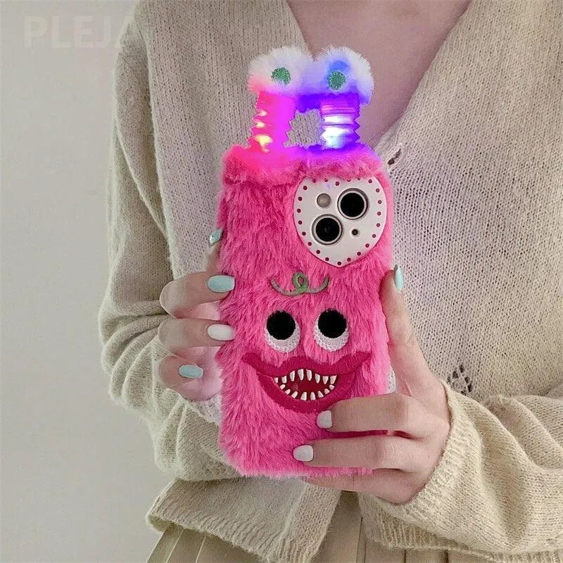 Cute Glowing Lighting Furry Monster Case (For iPhones) - Bear Hugs