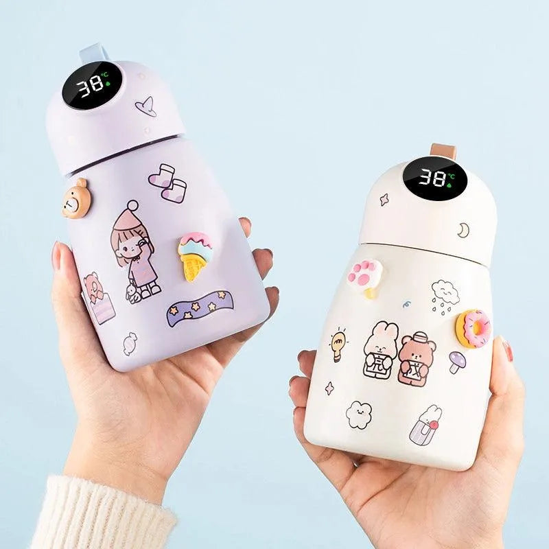 Cute Kawaii Temperature Display Bottle (500 ml) - Bear Hugs