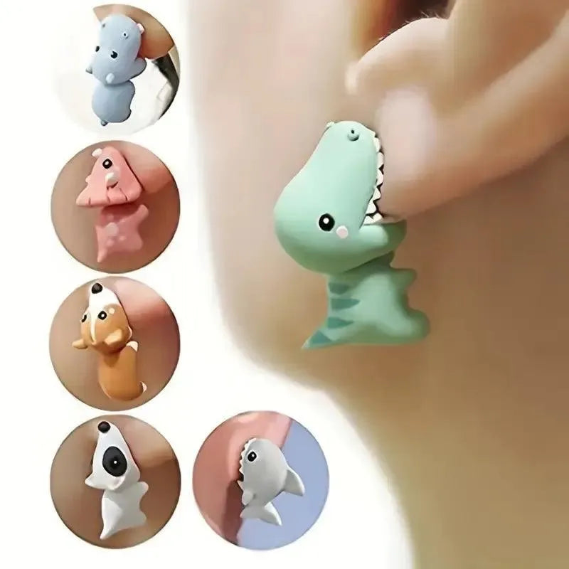 Cute Mini Animals Cartoon Clip Earring Set - Bear Hugs