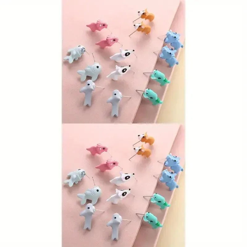 Cute Mini Animals Cartoon Clip Earring Set - Bear Hugs