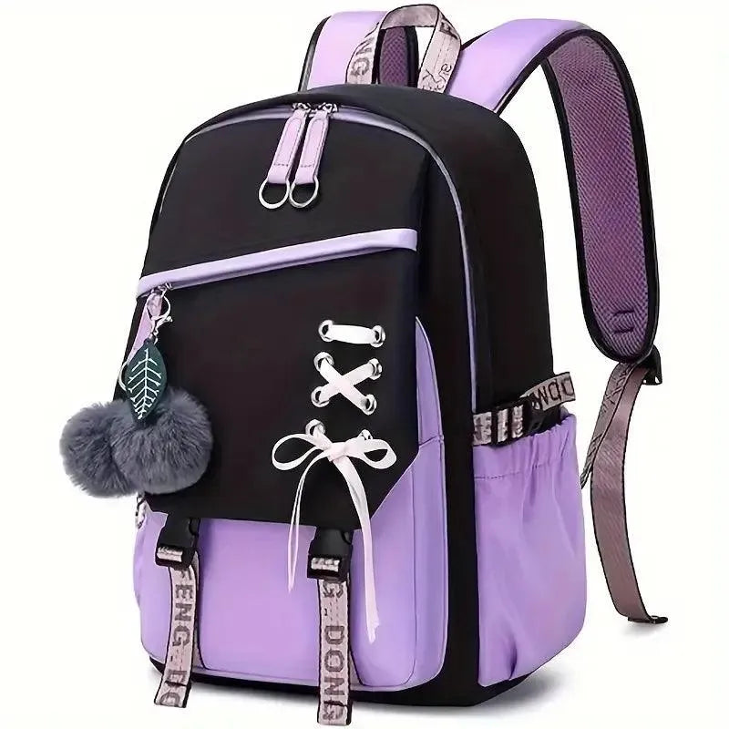 Cute Nylon Shoelace Teen Backpack - Bear Hugs