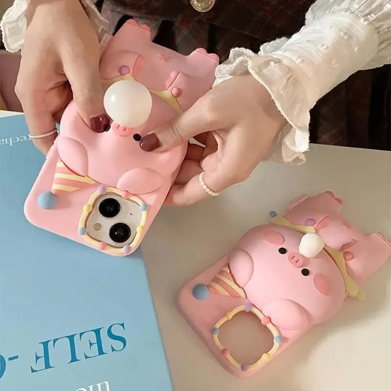 Cute Pig Bubble Silicon Phone Case (For iPhones) - Bear Hugs