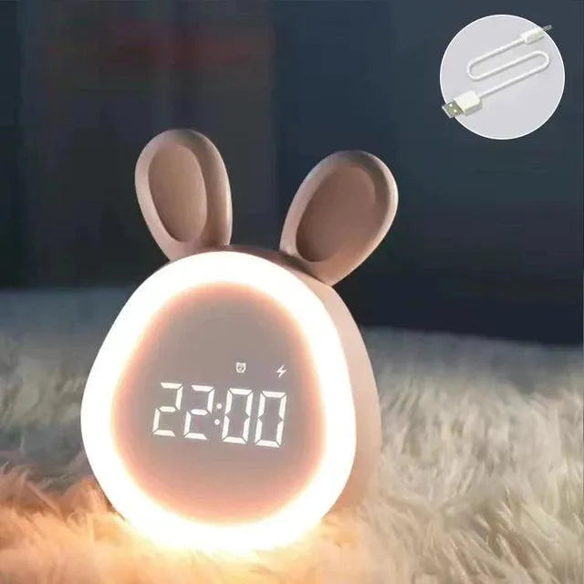 Cute Rabbit Alarm Clock with Night Light - Bear Hugs