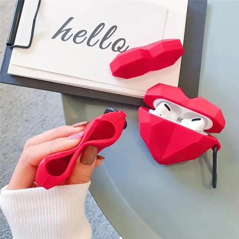 Cute Red Heart Shaped Case (For Airpods) - Bear Hugs