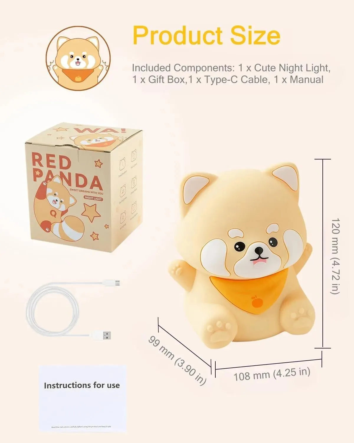 Cute Red Panda Night Lamp - Bear Hugs