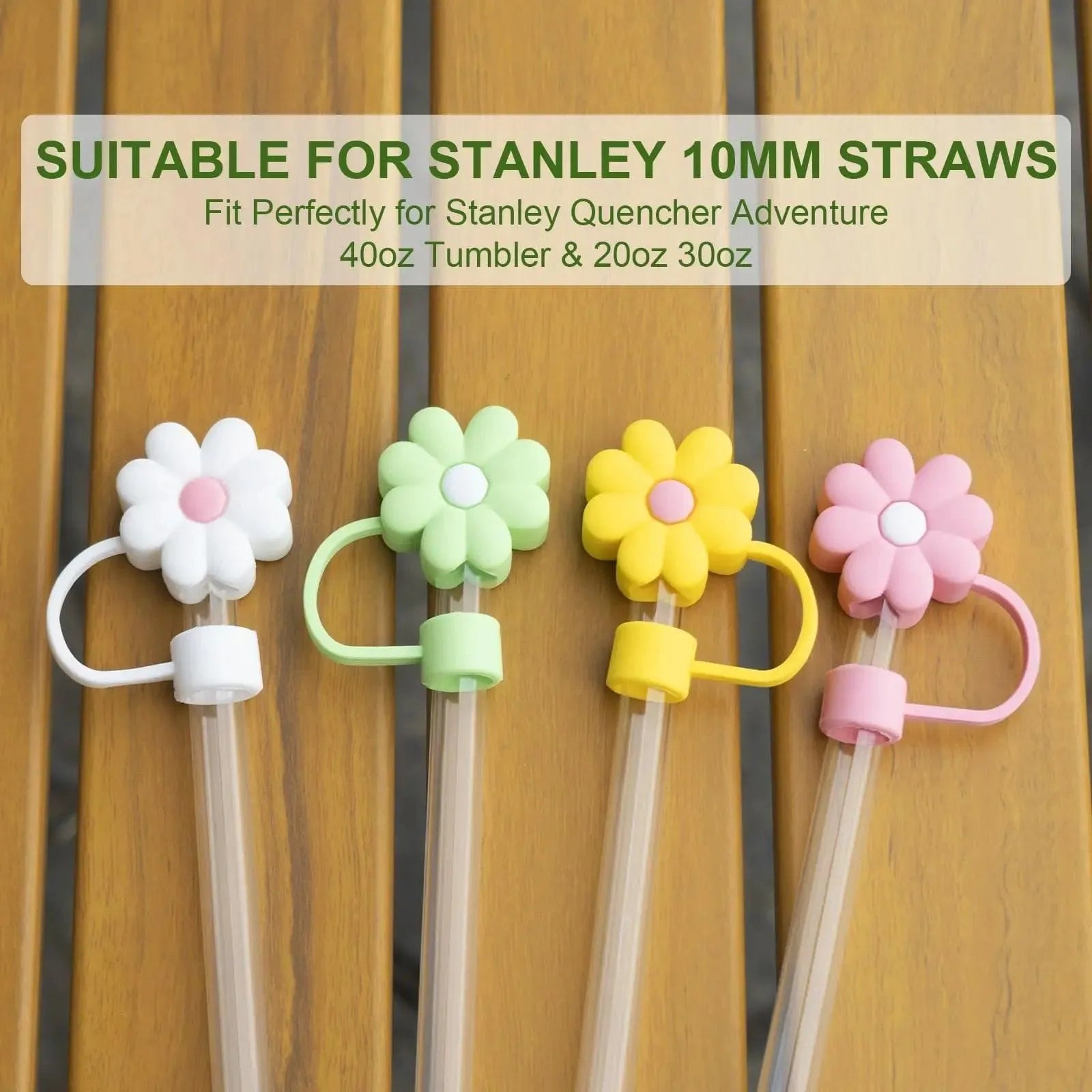 Cute Silicone Straw Covers Cap for Stanley Cup (4 Pcs) - Bear Hugs