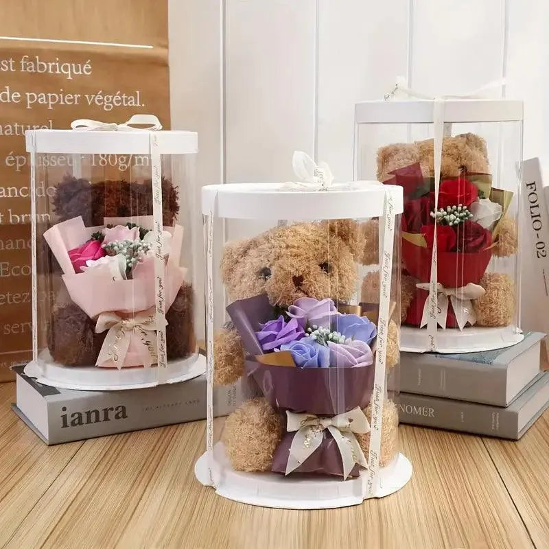 Cute Teddy Bear with Flowers - Bear Hugs