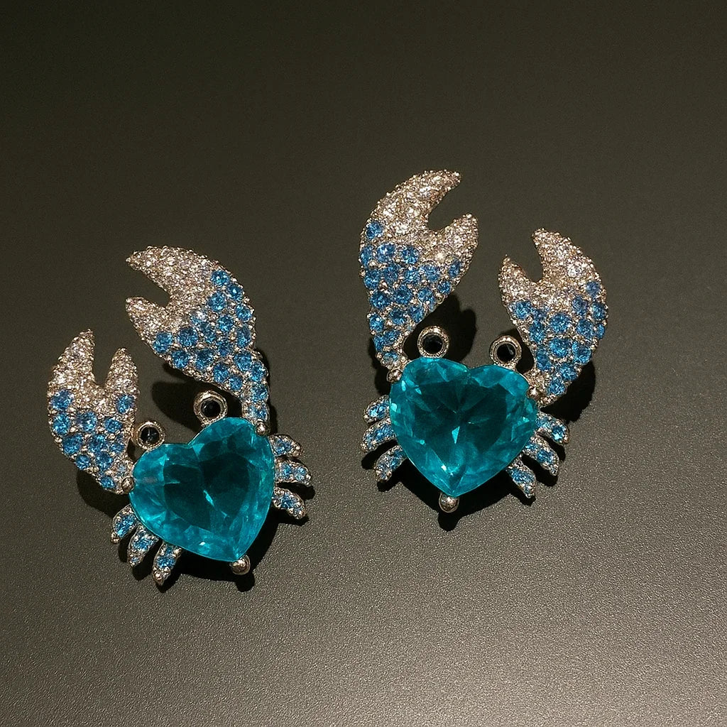 Ocean Treasure Crystal Crab Earrings