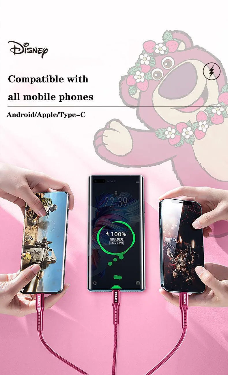 Disney 3-in-1 Fast Charging Data Cable - Bear Hugs