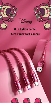 Disney 3-in-1 Fast Charging Data Cable - Bear Hugs