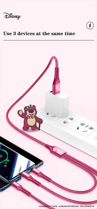 Disney 3-in-1 Fast Charging Data Cable - Bear Hugs