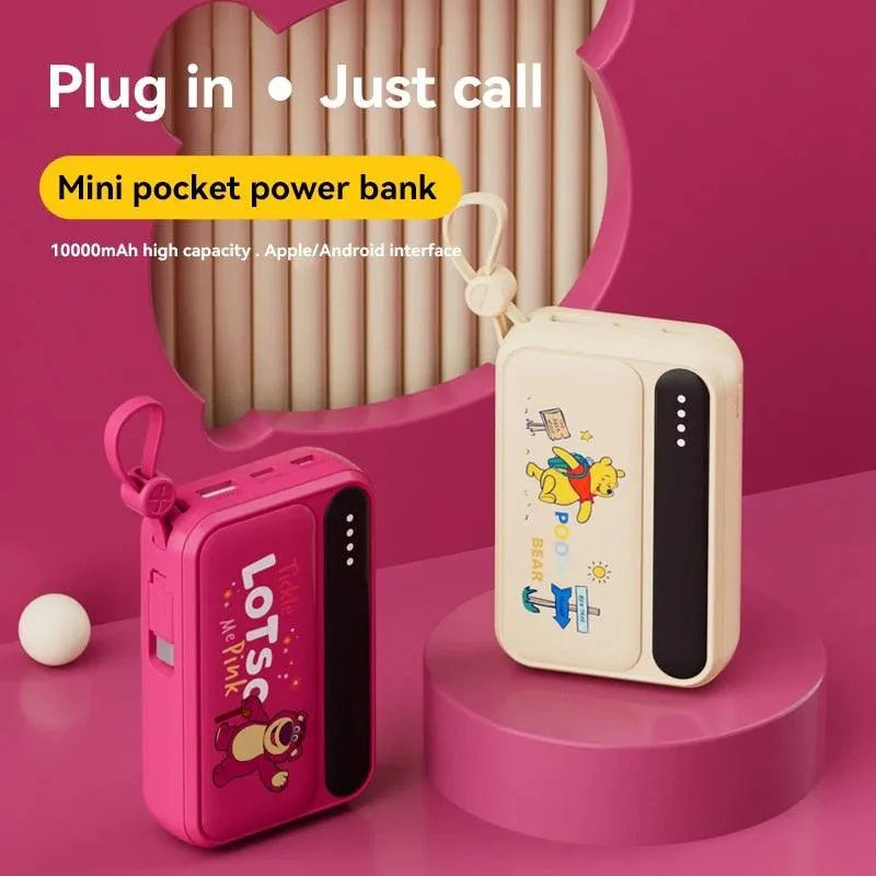 Disney Fast-Charging Power Bank With Built-in Data Cable - Bear Hugs