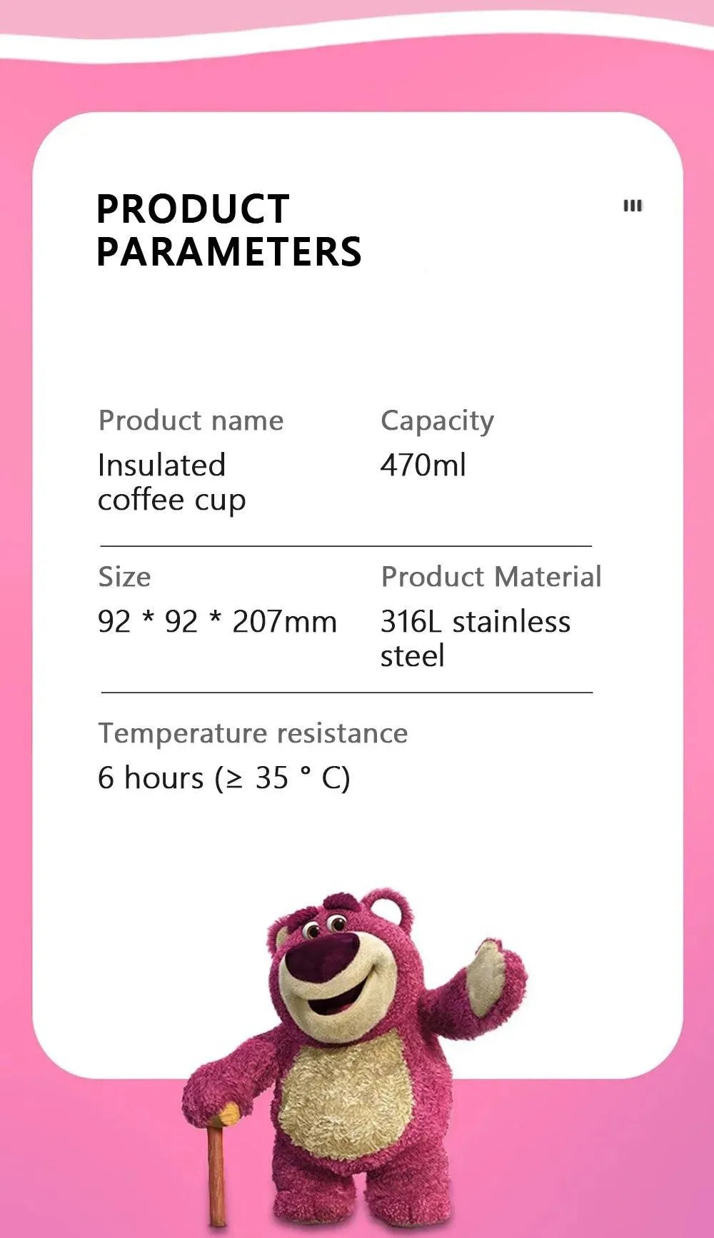 Disney Lotso Metal Smoothie Cup (470 ml) - Bear Hugs