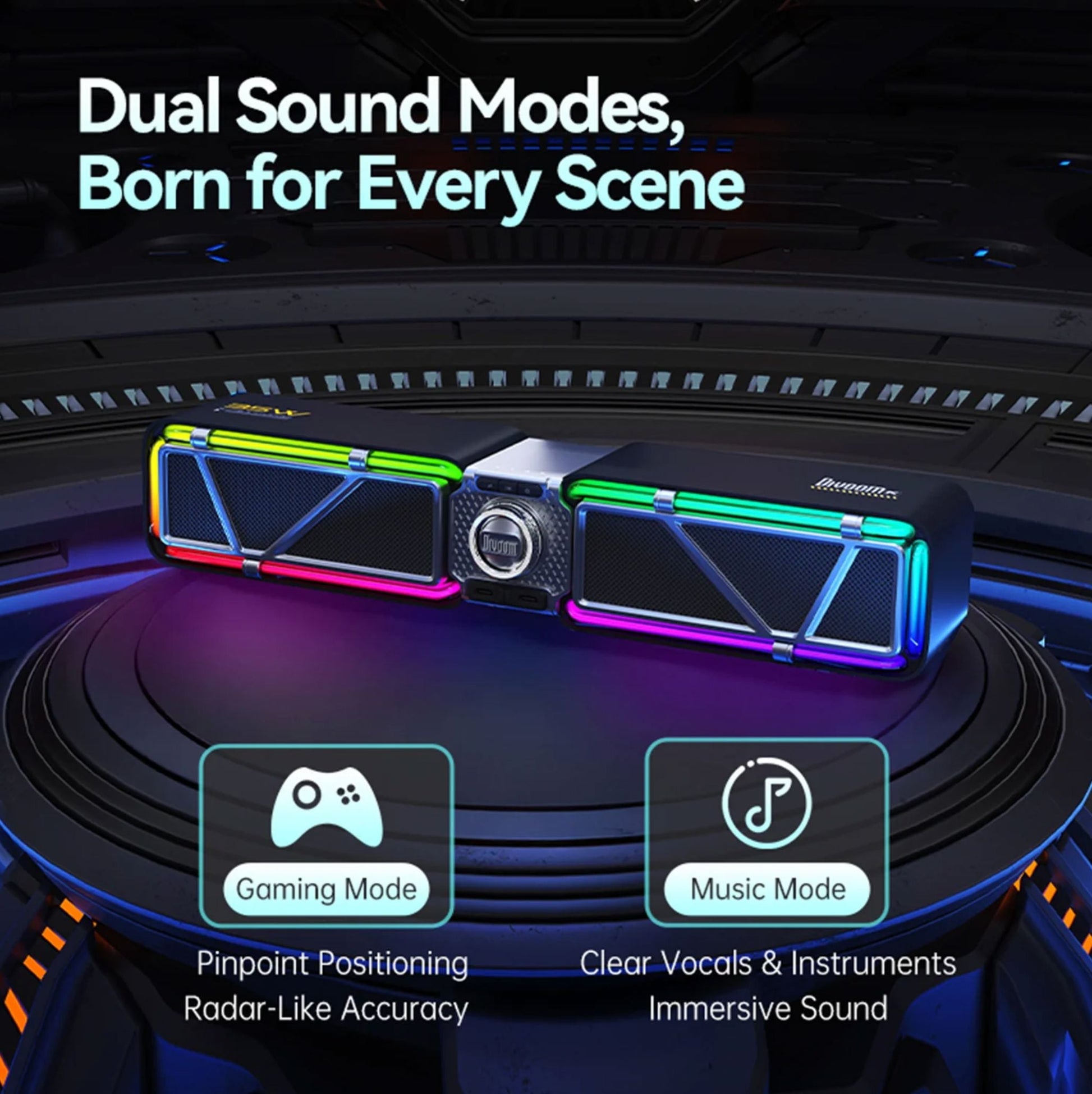 Divoom D-base Gaming Desktop 35W Speaker With Customizable RGB Lighting Effects - Bear Hugs