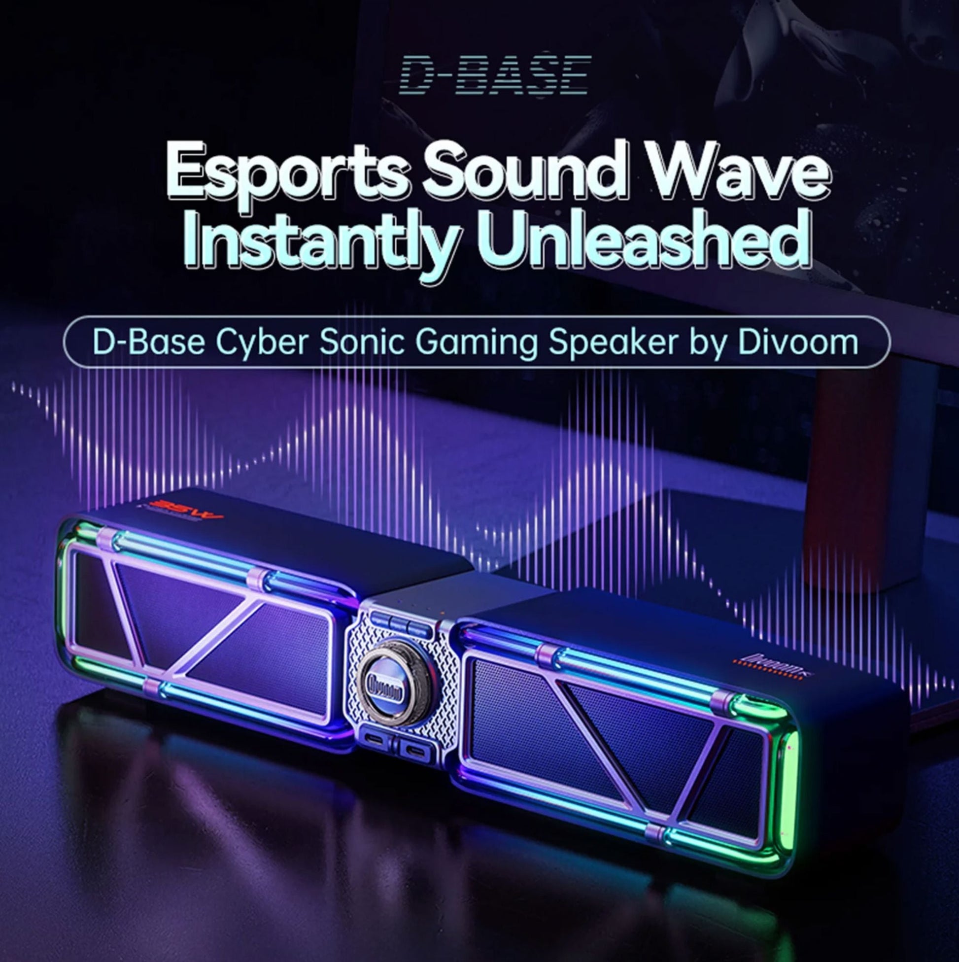 Divoom D-base Gaming Desktop 35W Speaker With Customizable RGB Lighting Effects - Bear Hugs