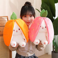 Double Delight: Reversible Strawberry Carrot Bunny Plush! - Bear Hugs