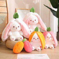 Double Delight: Reversible Strawberry Carrot Bunny Plush! - Bear Hugs