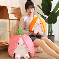 Double Delight: Reversible Strawberry Carrot Bunny Plush! - Bear Hugs