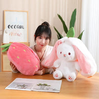 Double Delight: Reversible Strawberry Carrot Bunny Plush! - Bear Hugs