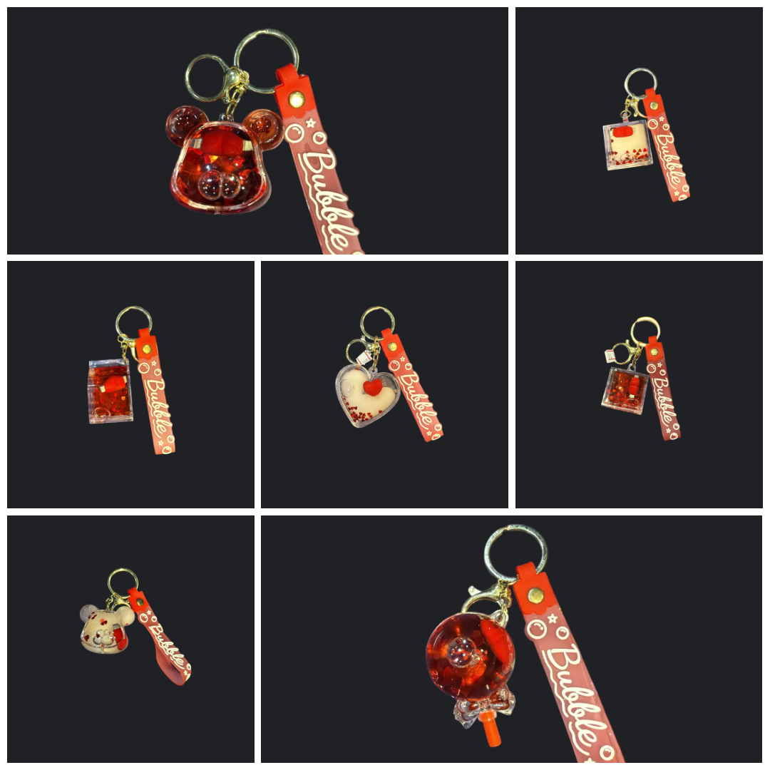 Floating Liquid Heart Quicksand Keychain