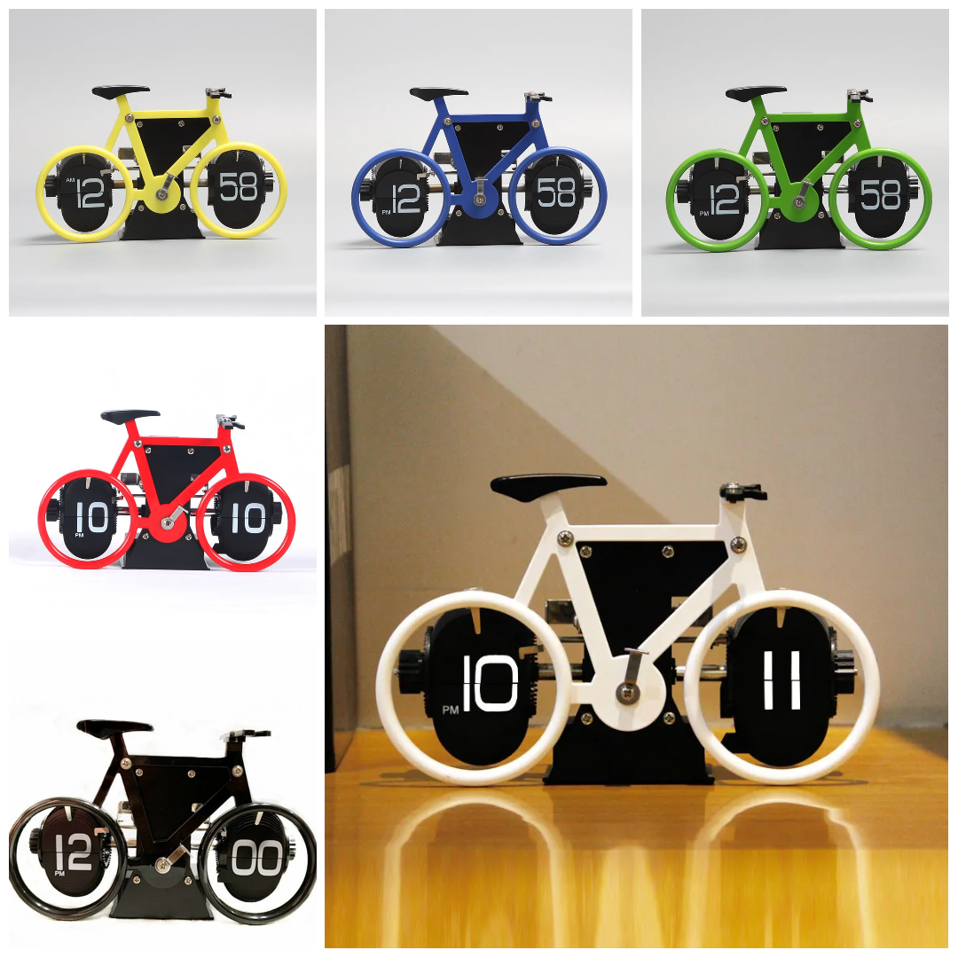 Kinetic Bicycle Mechanical Auto-Flip Desk Clock