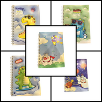 Embossed Cute Dino and Kawaii Character Spiral Notebooks