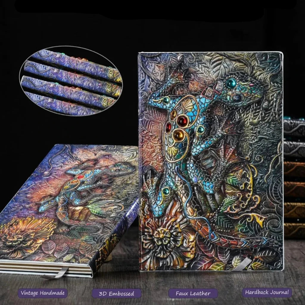 Premium 3D Lizard Vintage Journal