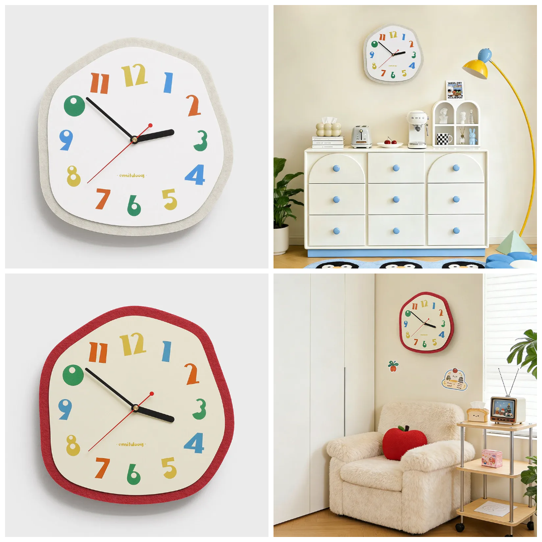 emitdoog Organic Pebble Felt Acoustic Wall Clock
