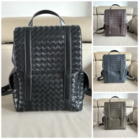 BotVena Intrecciato Woven Calfskin Flap Backpack