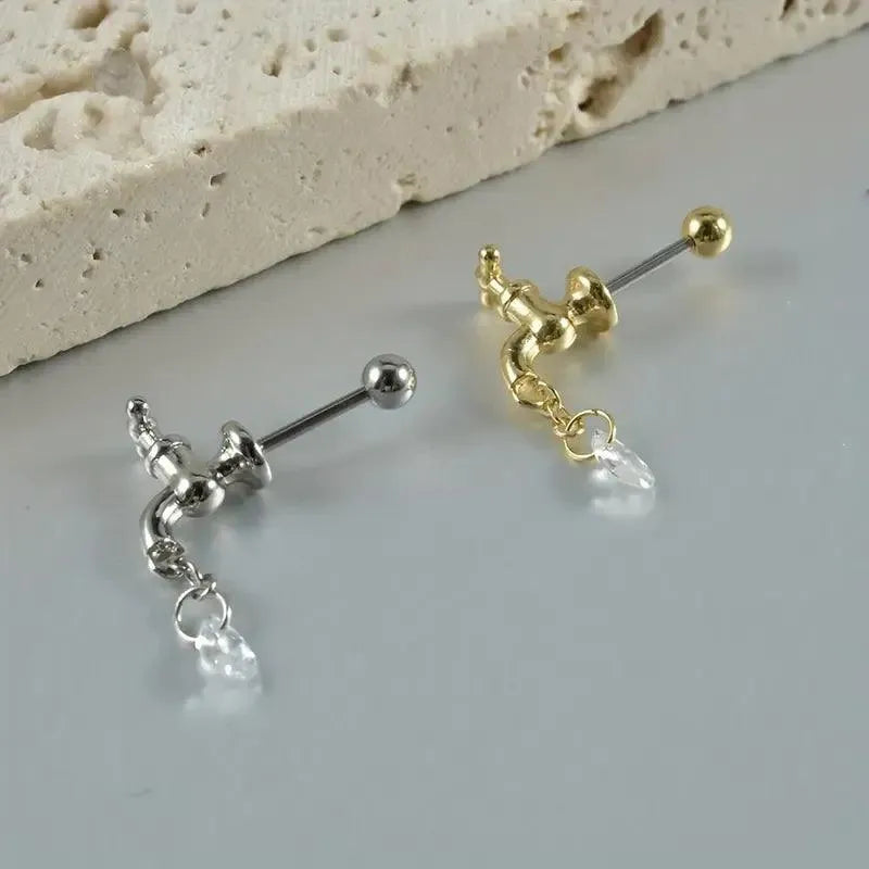 Dripping Faucet Shaped Fancy Stud Earrings - Bear Hugs