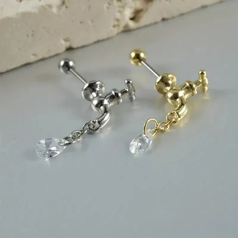 Dripping Faucet Shaped Fancy Stud Earrings - Bear Hugs