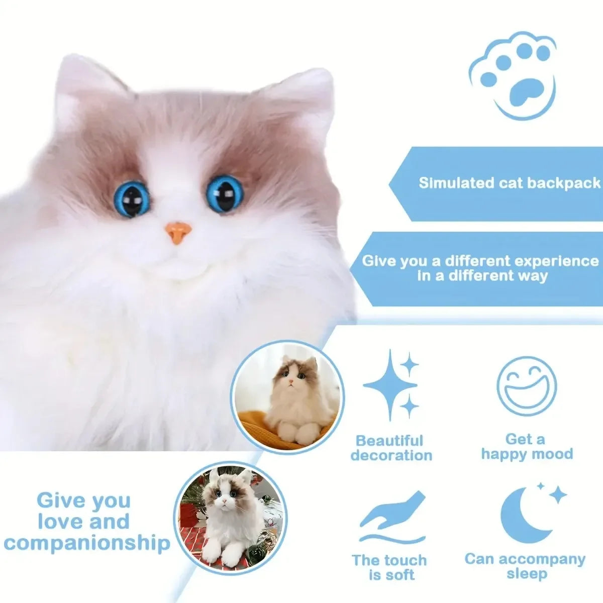 Realistic Mini Cat Shaped Backpack