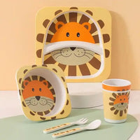 Eco-friendly Bamboo Fibre Kids Dinnerware (Set of 5) - Bear Hugs