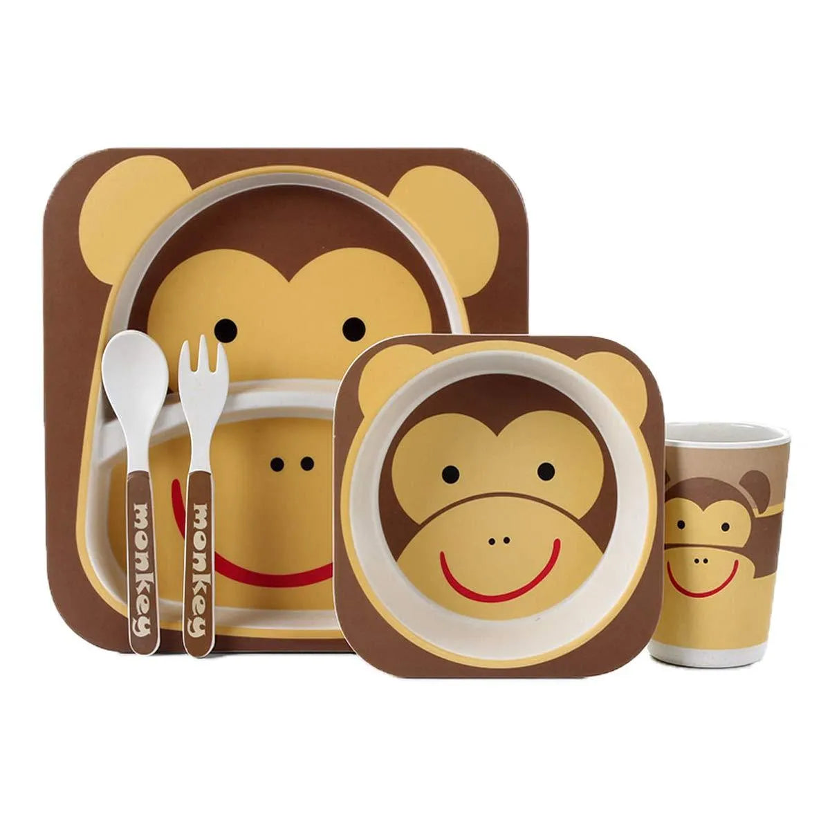 Eco-friendly Bamboo Fibre Kids Dinnerware (Set of 5) - Bear Hugs