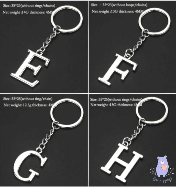 English Letters Keychain A to Z - Bear Hugs