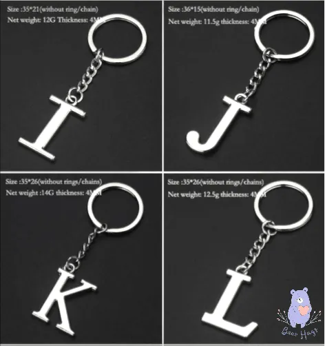 English Letters Keychain A to Z - Bear Hugs